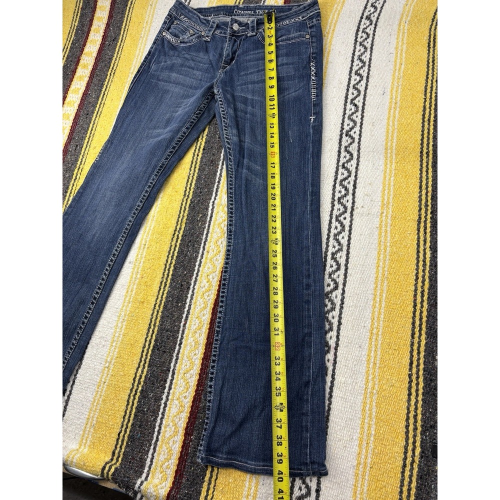 Cowgirl Tuff Jeans Blue Denim Size 29 X 36 Bootcut Medium Wash Distressed - Picture 5 of 10